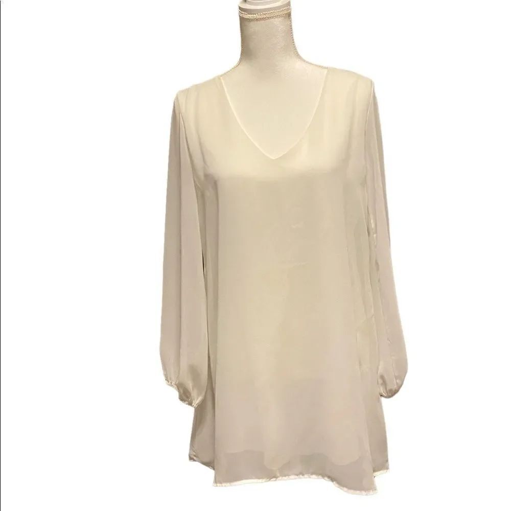 AUDITIONS Gorgeous Sheer White Lined Dress with Back Cut Out Women’s Size Small